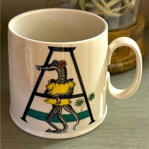 💥Anthropologie Florence Balducci Monogram Letter A Alligator Initial Coffee Mug
